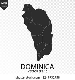 Map of Dominica , vector illustration eps 10 on transparent background.