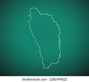Map of Dominica,Green map on dark background. Vector illustration eps 10.