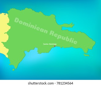 Map of Dominican Republic with capital Santo Domingo, vector illustration.