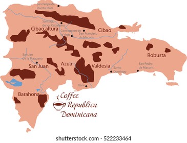 Map Dominican Republic Coffee