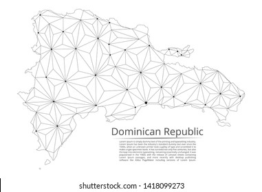Map of Dominican Republic connection. Vector low-poly image of a global map with lights in the form of cities or population density, consisting of points and shapes and space. Easy to edit