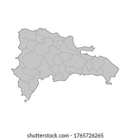 Map of Dominican Republic divided to regions. Outline map. Vector illustration.