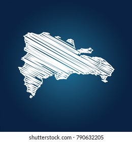 Map of Dominican Republic , Drawing map on blackboard of Dominican Republic . drawn on chalkboard with scribbled map of Dominican Republic  can be use for education. vector illustration.