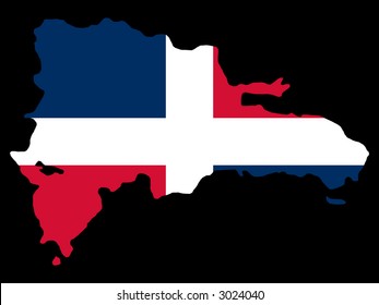 map of Dominican republic and Dominican flag illustration