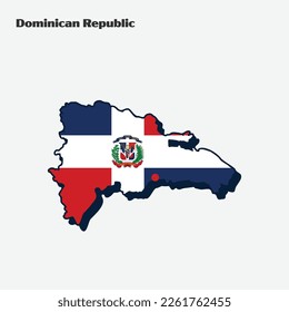 Mapa de la república dominicana con bandera. Ilustración vectorial. Eps 10
