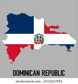 Karte von Dominikanische Republik mit Flagge, Vektorgrafik