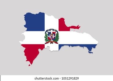 Map of Dominican Republic with flag,vector illustration