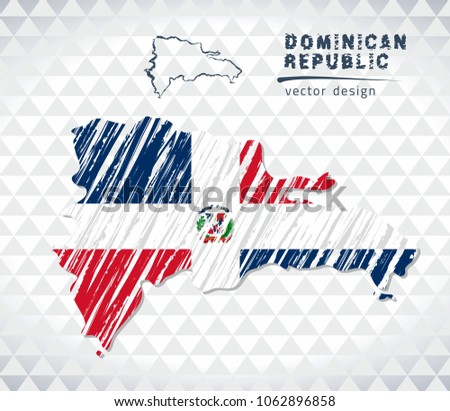 Map of Dominican Republic with hand drawn sketch pen map inside. Vector illustration