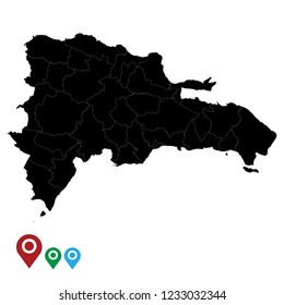 Map of Dominican Republic, High Detailed Map of Dominican Republic isolated on white background.Vector illustration eps 10