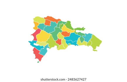 Map of Dominican Republic isolated modern colorful style. for website layouts, background, education, precise, customizable, Travel worldwide, map silhouette backdrop, earth geography, political.