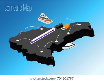 Map Dominican Republic isometric concept. 3d flat illustration of Map Dominican Republic.