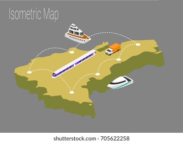 Map Dominican Republic isometric concept. 3d flat illustration of Map Dominican Republic.