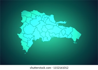 Map of Dominican Republic- Light map on dark background for your infographics and earth template for website. Vector illustration eps 10.