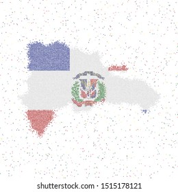 Map of Dominican Republic. Mosaic style map with flag of Dominican Republic. Vector illustration.