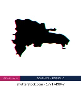 Map of Dominican Republic in multicolor style on the border vector design template