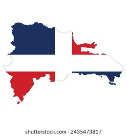 Map of Dominican Republic with national flag of Dominican Republic