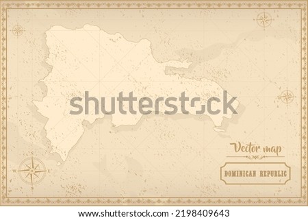 Map of Dominican Republic in the old style, brown graphics in retro fantasy style