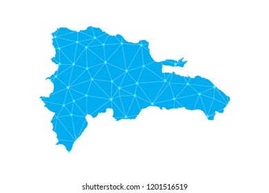 Map of Dominican Republic from Polygonal wire frame low poly mesh,Dominican Republic map  Vector Illustration EPS10.