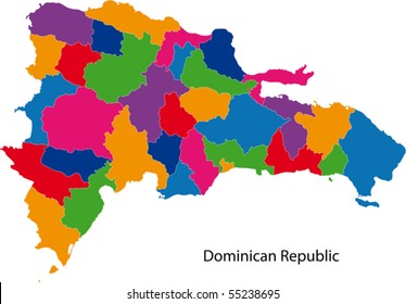 Map of Dominican Republic with the provinces colored in bright colors