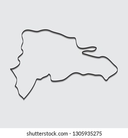 Map of Dominican Republic with shadow on gray background.eps10