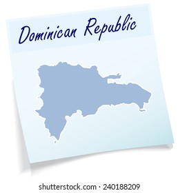 Map of Dominican Republic as sticky note in blue