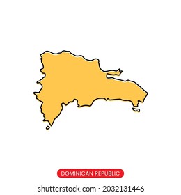 Mapa de la plantilla de diseño de vectores de República Dominicana. Estilo sencillo con trazo editable.