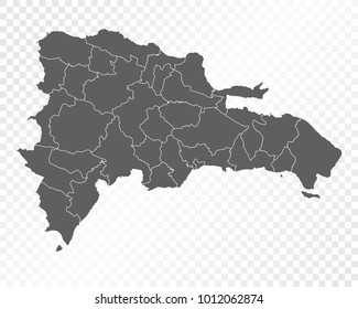 Map of Dominican republic , vector illustration on transparent background. Items are placed on separate layers and editable.