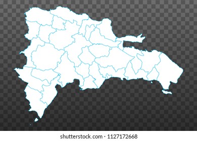 Map of Dominican Republic. Vector illustration on transparent background. Items are placed on separate layers and editable. Vector illustration eps 10.
