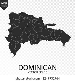 Map of Dominican , vector illustration eps 10 on transparent background.