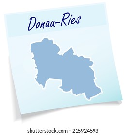 Map of Donau-Ries as sticky note in blue