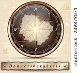 Map of Donnersbergkreis with borders in bronze