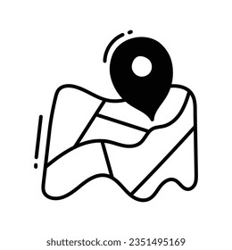 Icono de diseño de doodle de mapa. Símbolo de negocio sobre archivo EPS 10 de fondo blanco