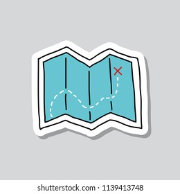 Map Doodle Sticker Icon