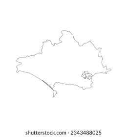 The map of the Dorset county isolated on white background. Vector illustration