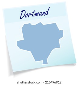 Map of Dortmund as sticky note in blue