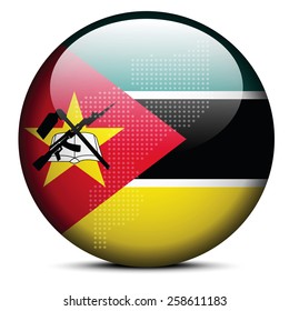 Map with Dot Pattern on flag button of Republic Mozambique