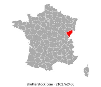 Map of Doubs in France on white