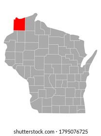 Map of Douglas in Wisconsin on white