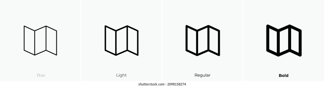 map draw icon. Thin, Light Regular And Bold style design isolated on white background