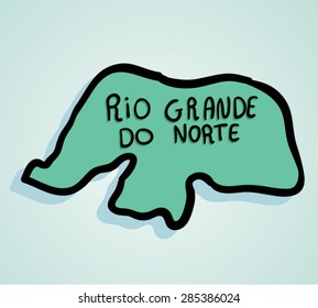 Map drawing of Brazilian state Rio Grande do Norte