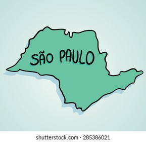 Map drawing of Brazilian state Sao Paulo