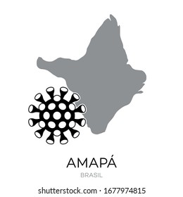 Dibujo del estado brasileño "Amapá" con Ilustración de virus. 