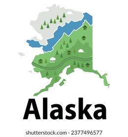 map drawing illustration cartoon style natural graphic forest 