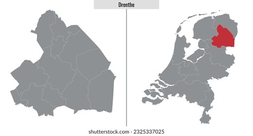 map of Drenthe region of Netherlands and location on Dutch map