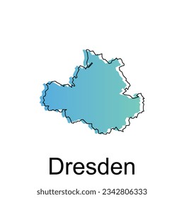 map of Dresden national borders, important cities, World map country vector illustration design template