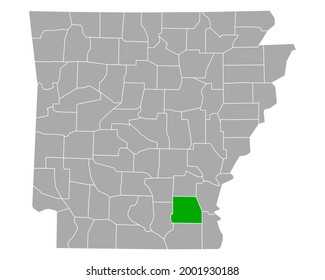 Karte von Drew in Arkansas auf Weiß