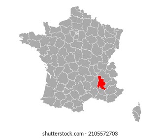 Map of Drome in France on white