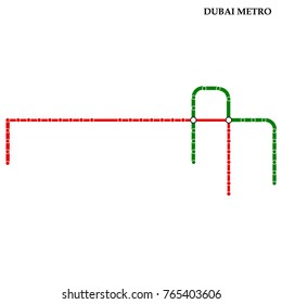 Map of Dubai metro, Subway, Template of city transportation scheme for underground road. Vector illustration