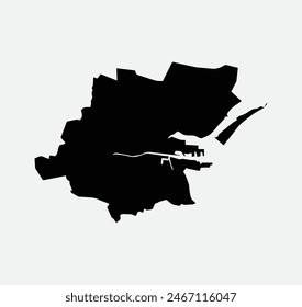 Map of Dublin City - Ireland outline silhouette graphic element Illustration template design
