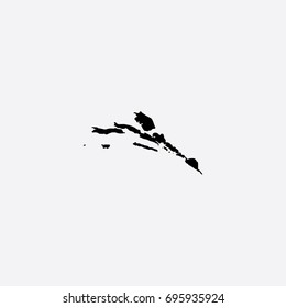 Map of Dubrovnik-Neretva County - Croatia Vector Illustration Silhouette Design